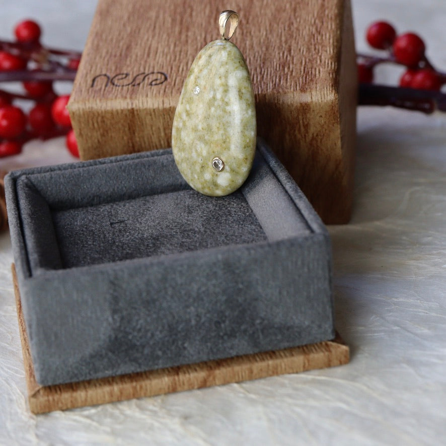 Ancient Sands Pebble & Diamond Pendant