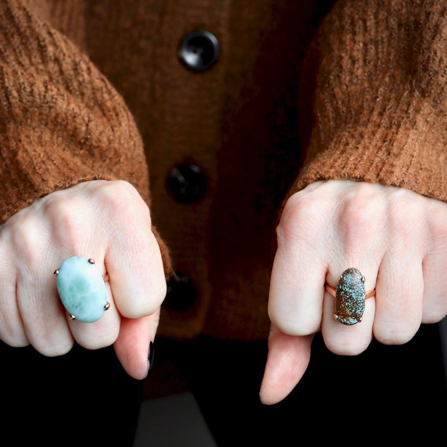 Vibrant Blues Larimar Ring