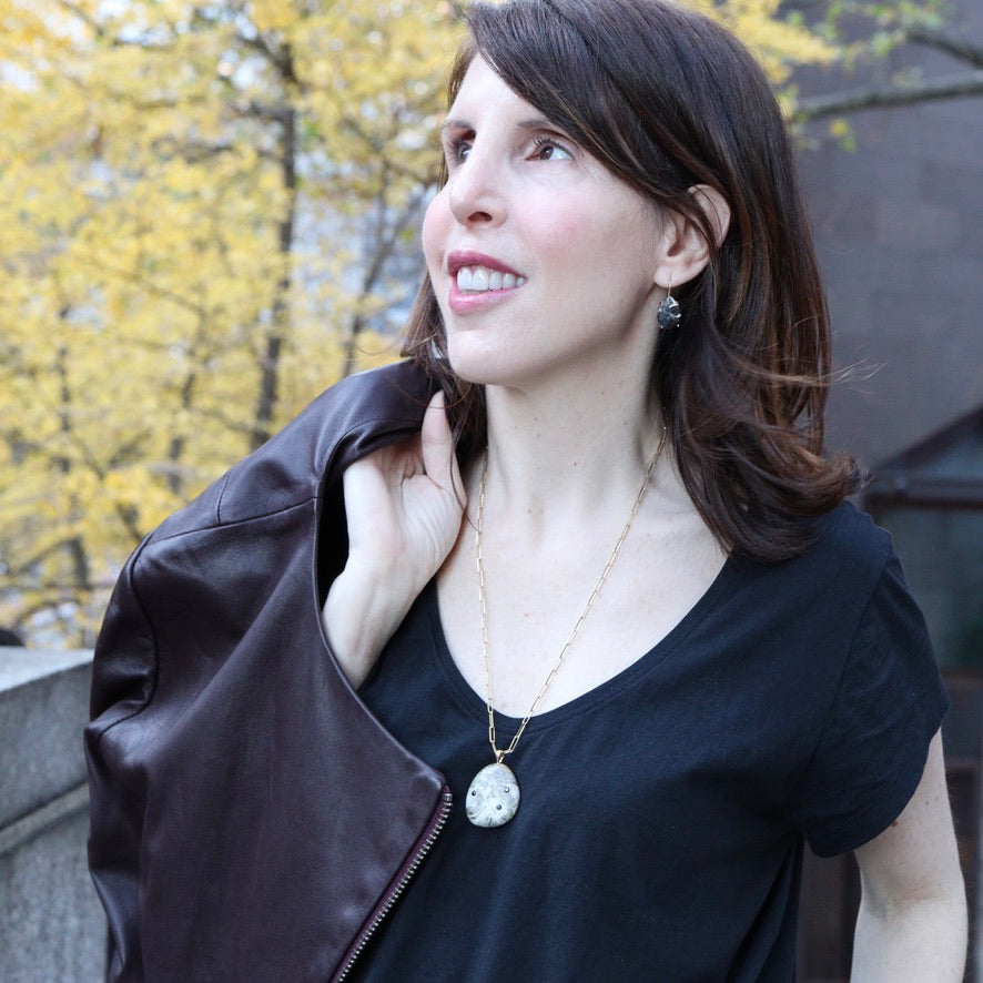 Ancient Sands Pebble & Black Diamond Pendant