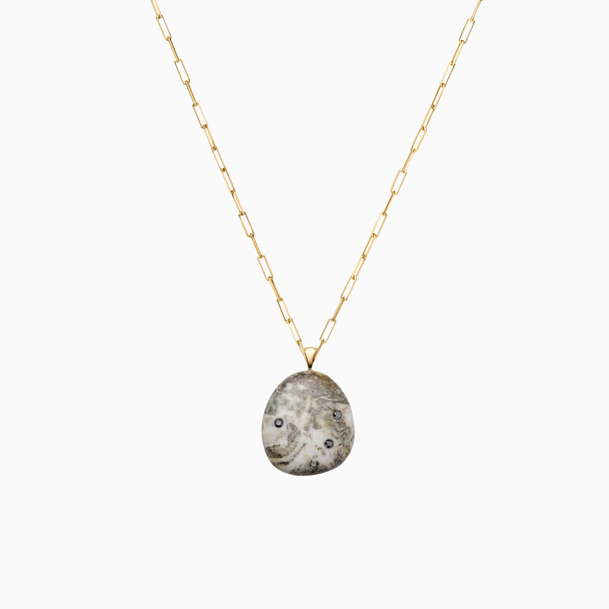 Ancient Sands Pebble &amp; Black Diamond Pendant